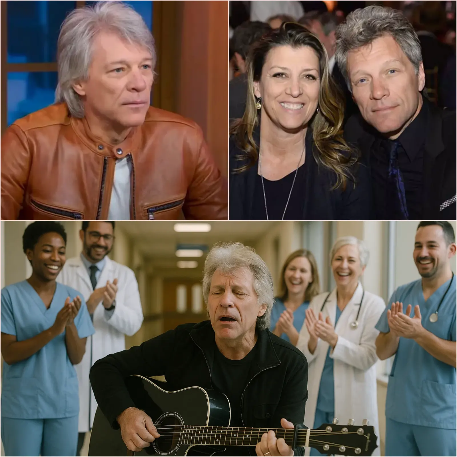 “He Could Barely Finish the Song…” — Jon Bon Jovi’s Voice Cracked as He Serenaded His Ailing Wife in a Hospital Room Filled With Tears. It wasn’t a concert. It wasn’t a rehearsal. It was love — raw, trembling, and laid bare in a quiet corner of a New Jersey hospital where time felt completely frozen. Jon Bon Jovi, guitar resting gently in his lap, sat beside Dorothea Bongiovi’s hospital bed and whispered the opening lines of one of his most intimate songs, “Bed of Roses.” “I wanna lay you down… on a bed of roses…”