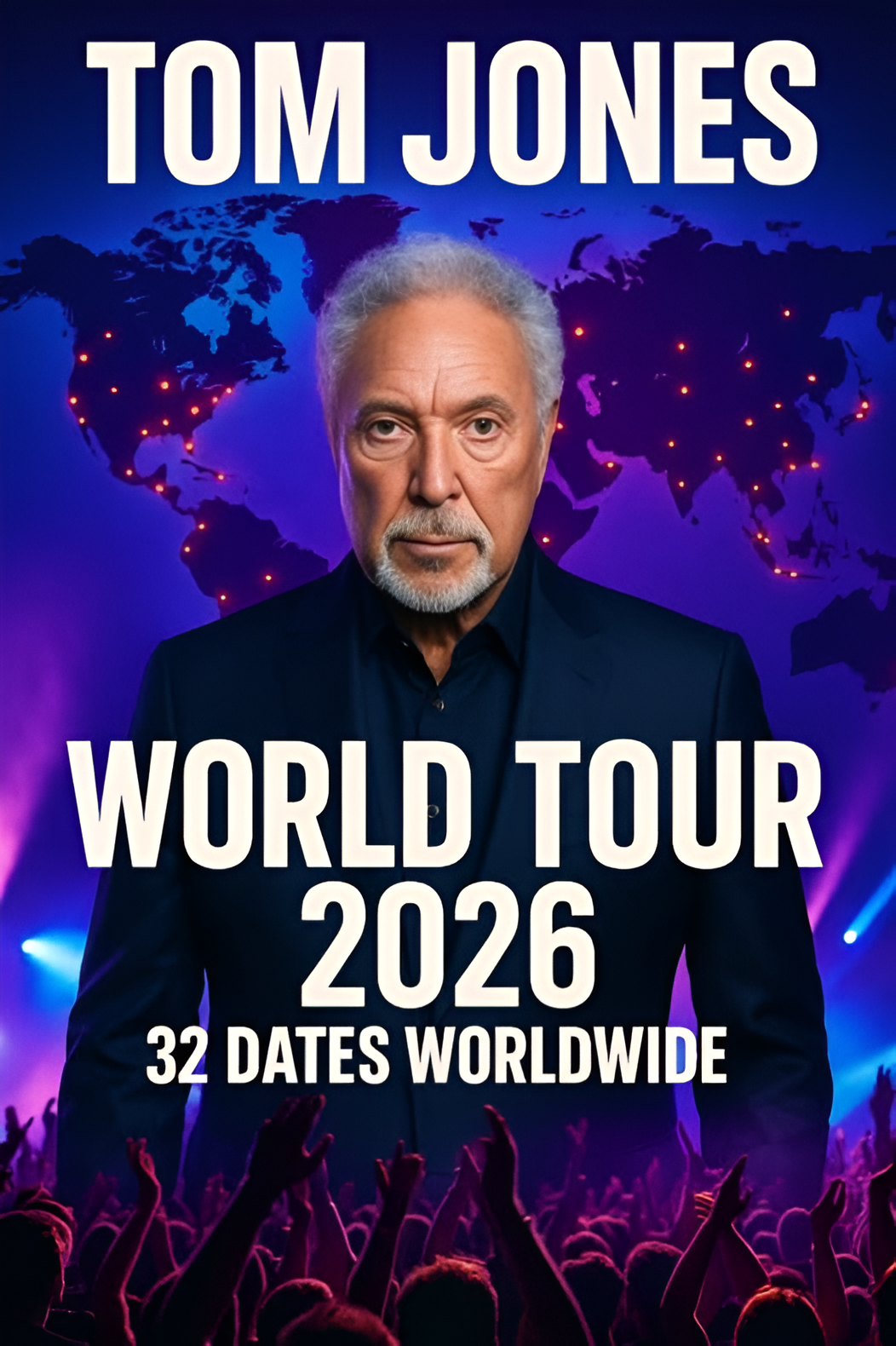 BREAKING NEWS: Tom Jones World Tour 2026 Just Announced — 35 Shows Across North America, Europe, and Australia!  Music legend Tom Jones has officially unveiled his 2026 World Tour, marking a monumental return to the global stage after years away. The tour features 35 incredible dates, stretching from Chicago to Copenhagen, Sydney to San Francisco, each night promising the powerhouse vocals, charm, and timeless showmanship that turned him into a cultural phenomenon.